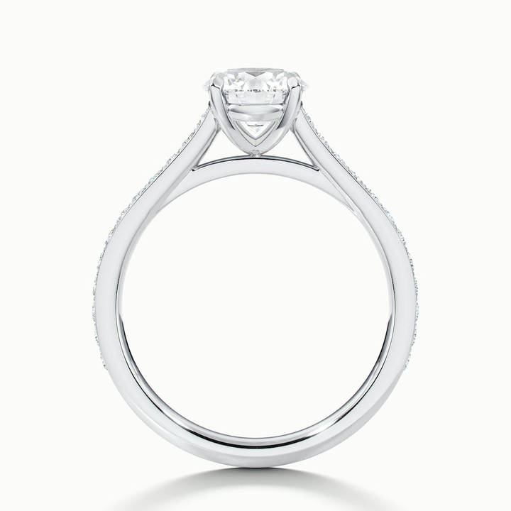 Sofia 5 Carat Round Solitaire Pave Lab Grown Diamond Ring in 18k White Gold