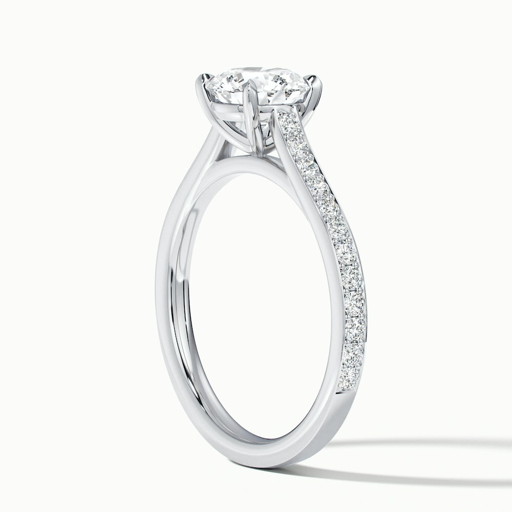 Sofia 2 Carat Round Solitaire Pave Lab Grown Diamond Ring in 10k White Gold