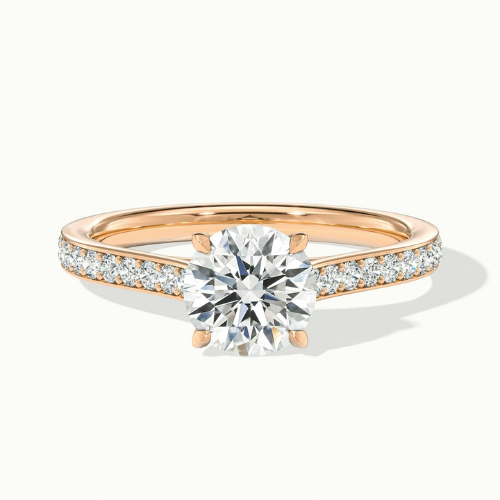 Mira 2 Carat Round Solitaire Pave Moissanite Engagement Ring in 10k Rose Gold