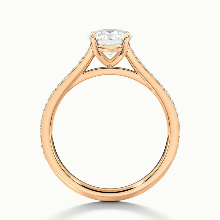 Sofia 2 Carat Round Solitaire Pave Lab Grown Diamond Ring in 10k Rose Gold