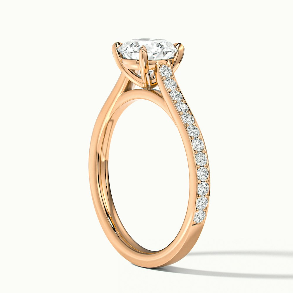 Mira 2 Carat Round Solitaire Pave Moissanite Engagement Ring in 10k Rose Gold