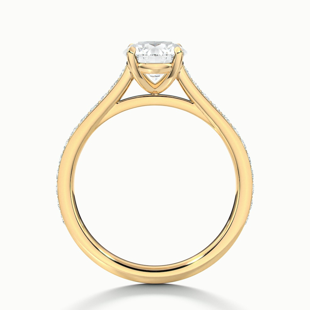 Sofia 1 Carat Round Solitaire Pave Lab Grown Diamond Ring in 10k Yellow Gold