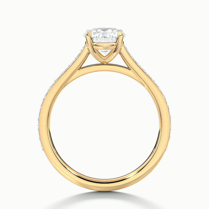 Sofia 1 Carat Round Solitaire Pave Lab Grown Diamond Ring in 10k Yellow Gold