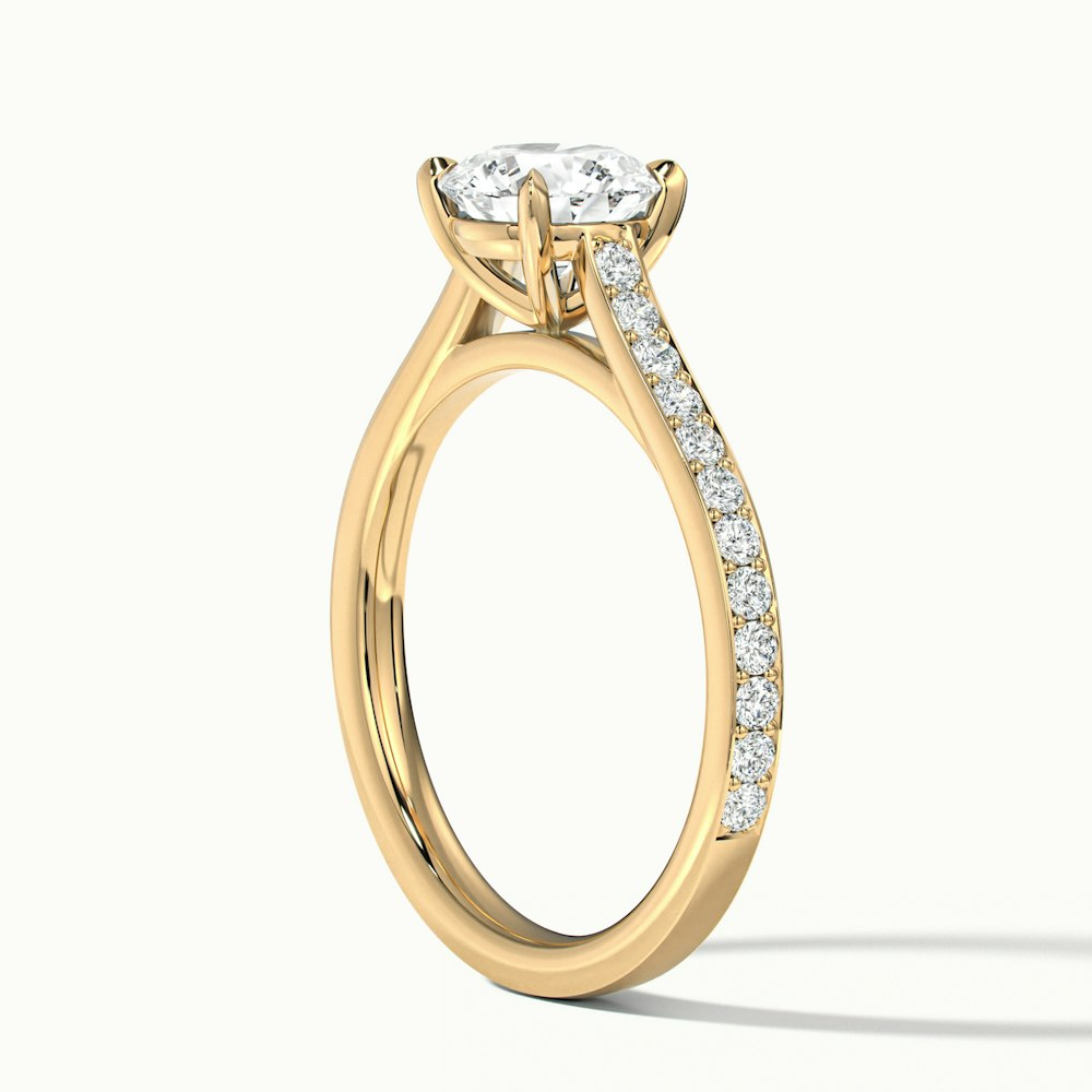 Mira 3 Carat Round Solitaire Pave Moissanite Engagement Ring in 10k Yellow Gold