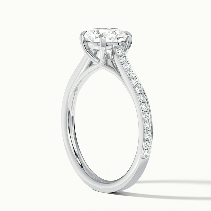 Kate 3 Carat Round Solitaire Pave Moissanite Engagement Ring in 10k White Gold