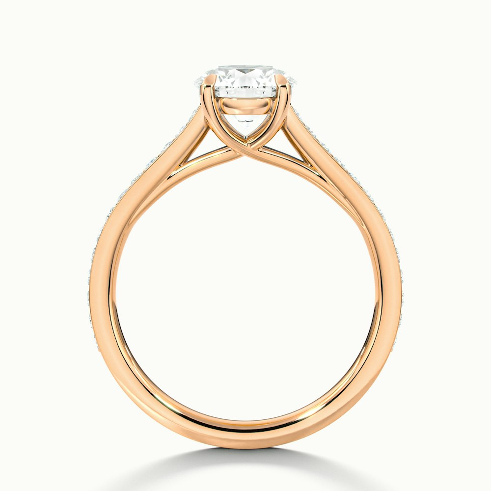 Elma 2 Carat Round Solitaire Pave Lab Grown Diamond Ring in 10k Rose Gold