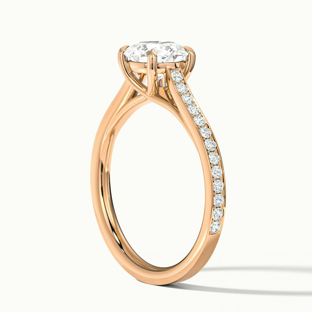 Elma 2 Carat Round Solitaire Pave Lab Grown Diamond Ring in 10k Rose Gold