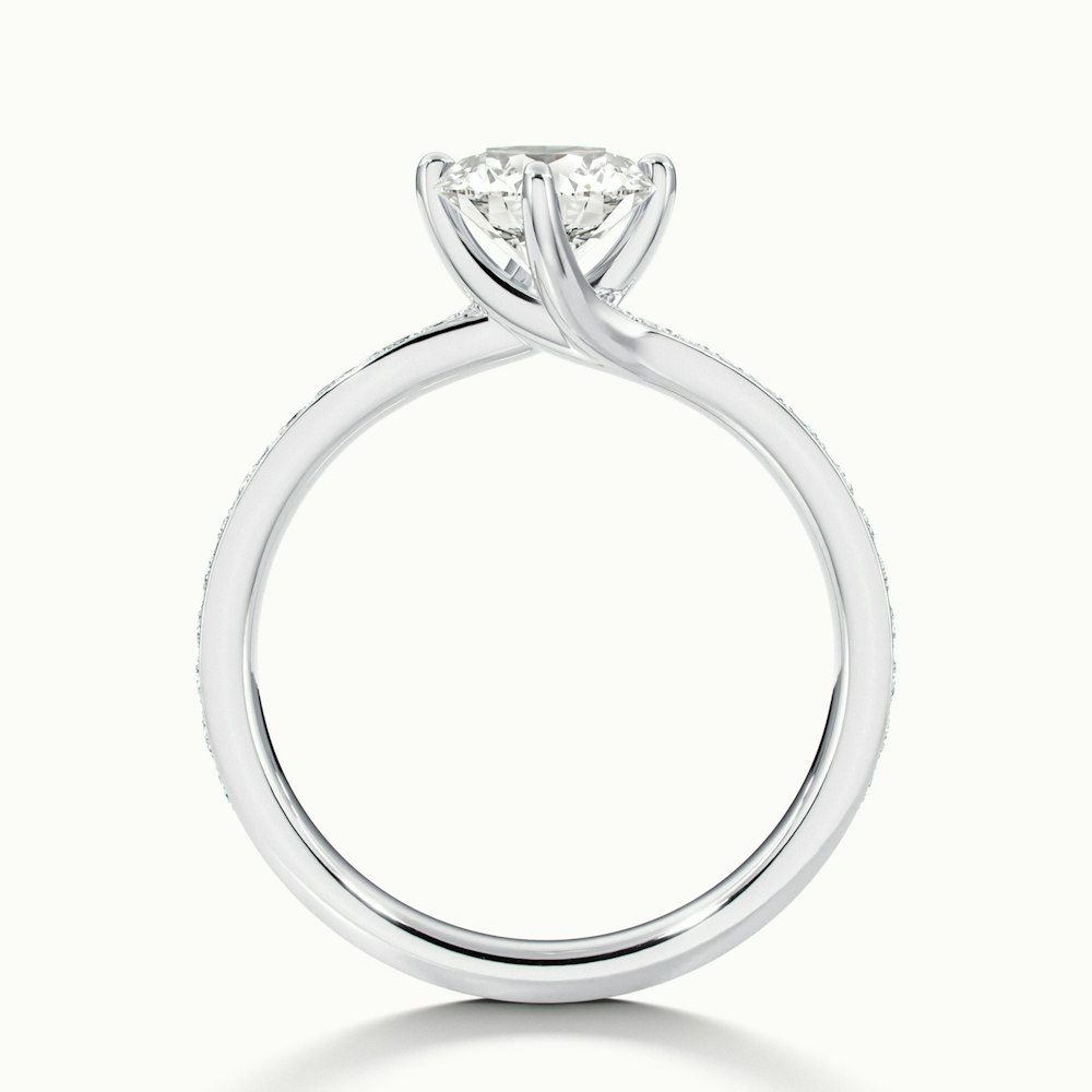 Faye 5 Carat Round Solitaire Pave Moissanite Engagement Ring in 18k White Gold