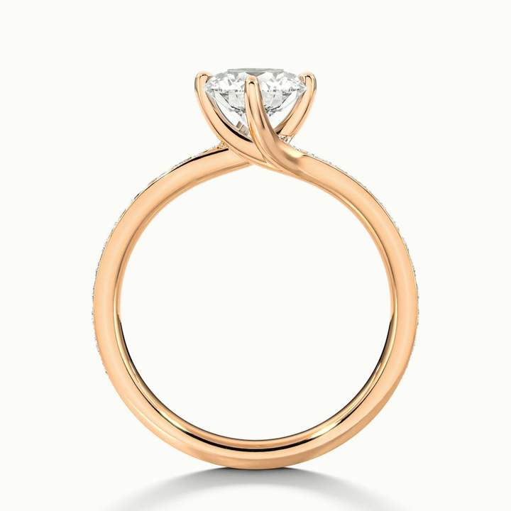 Enni 2 Carat Round Solitaire Pave Lab Grown Diamond Ring in 14k Rose Gold