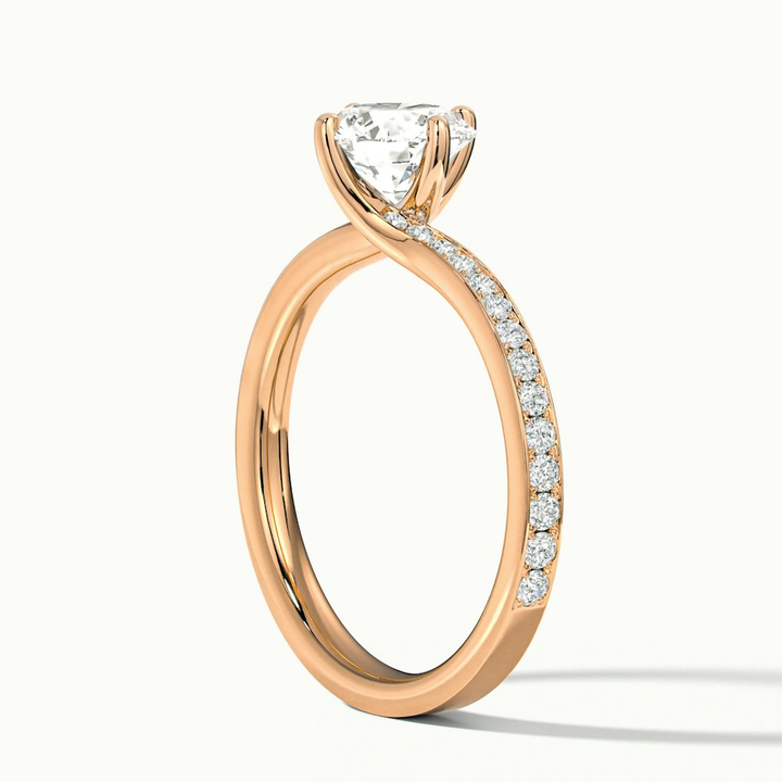 Faye 3.5 Carat Round Solitaire Pave Moissanite Engagement Ring in 10k Rose Gold