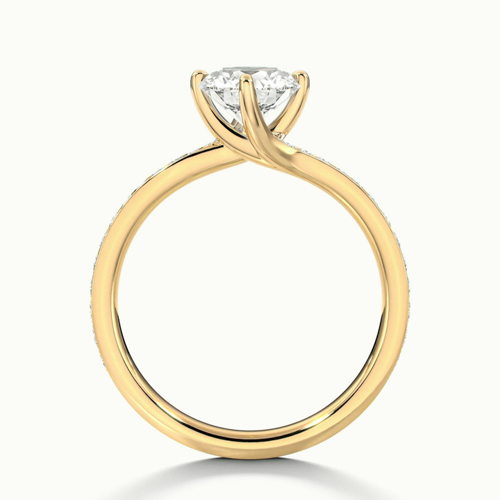 Faye 3 Carat Round Solitaire Pave Moissanite Engagement Ring in 10k Yellow Gold