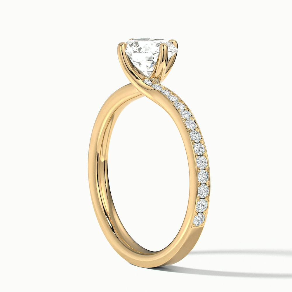 Faye 3 Carat Round Solitaire Pave Moissanite Engagement Ring in 10k Yellow Gold