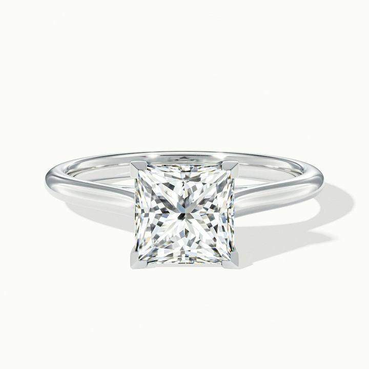 Lux 2 Carat Princess Cut Solitaire Moissanite Engagement Ring in 14k White Gold