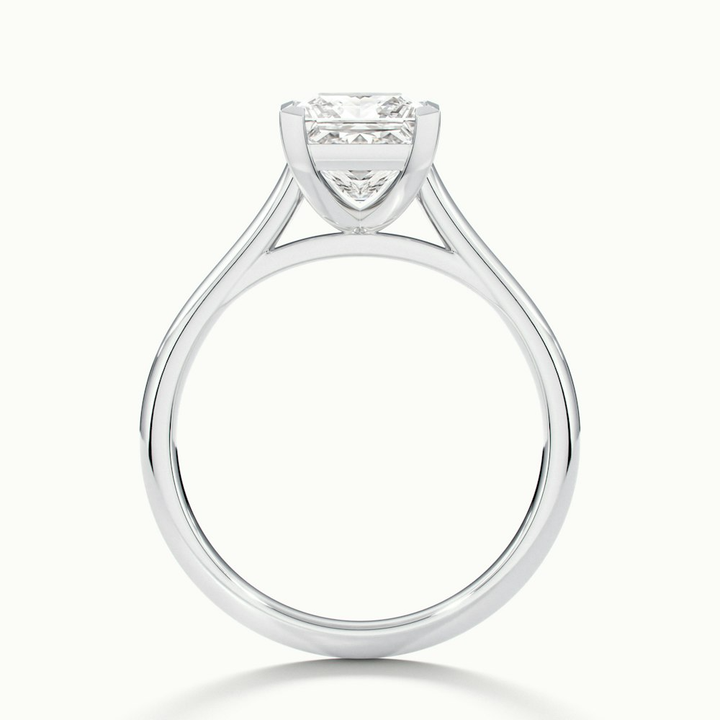 Lux 1 Carat Princess Cut Solitaire Moissanite Engagement Ring in 14k White Gold