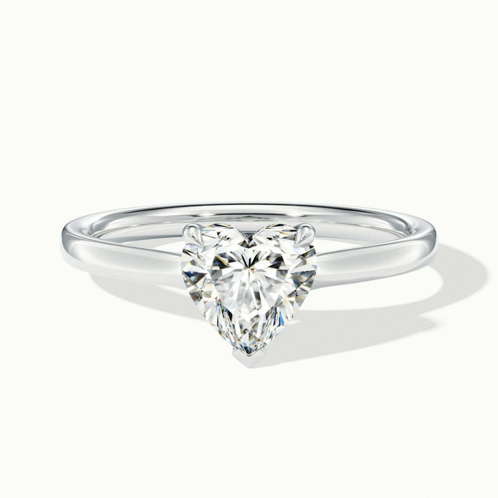 Esha 3 Carat Heart Shaped Solitaire Lab Grown Diamond Ring in 10k White Gold