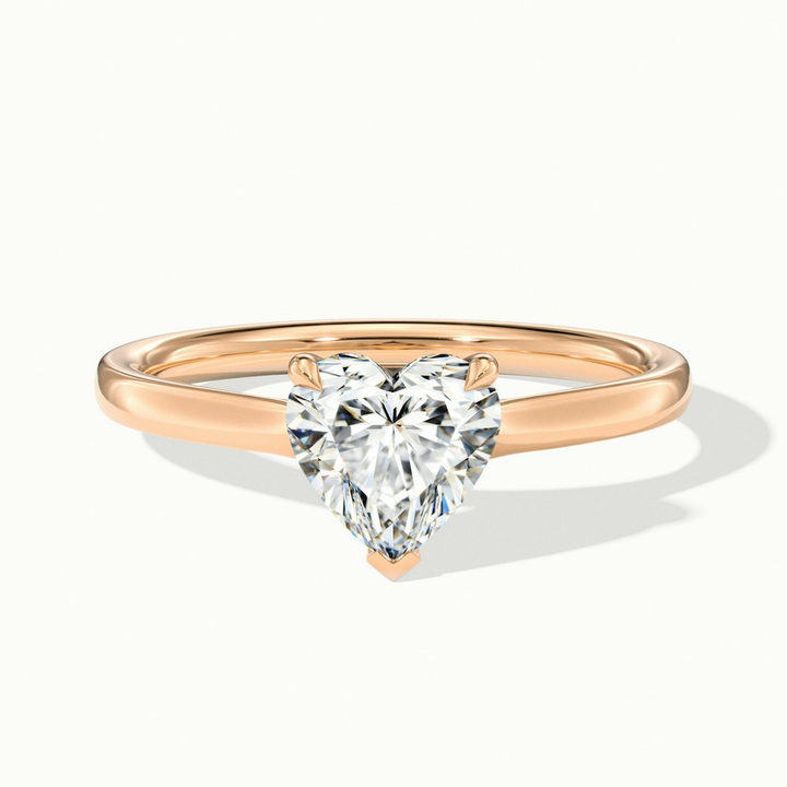 Mia 2 Carat Heart Shaped Solitaire Moissanite Engagement Ring in 10k Rose Gold