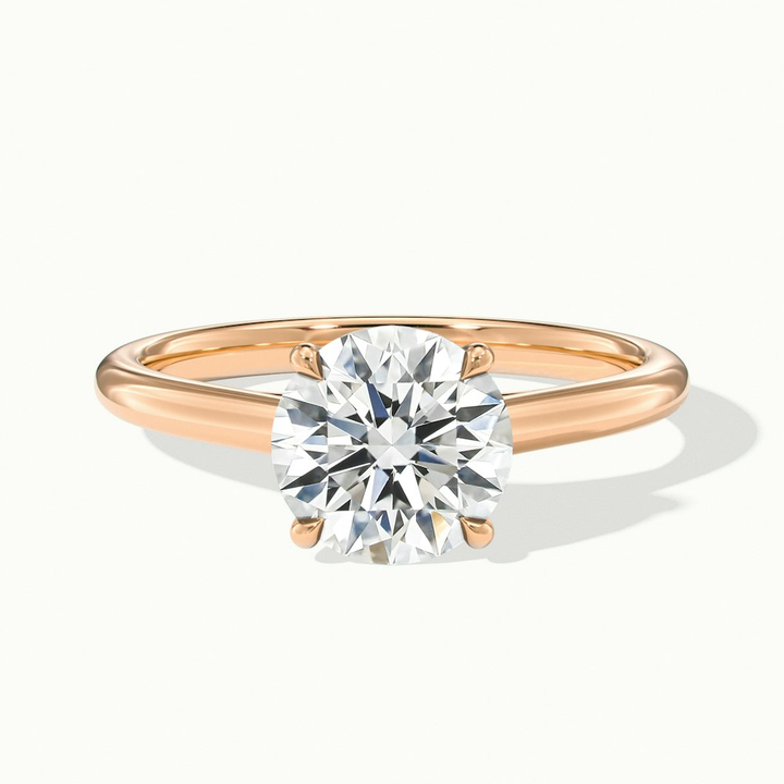 Elena 1 Carat Round Solitaire Lab Grown Diamond Ring in 10k Rose Gold