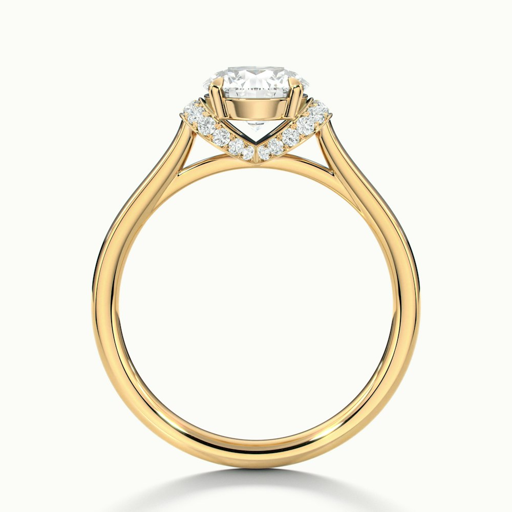 Lux 3 Carat Round Solitaire Garland Pave Lab Grown Engagement Ring in 10k Yellow Gold
