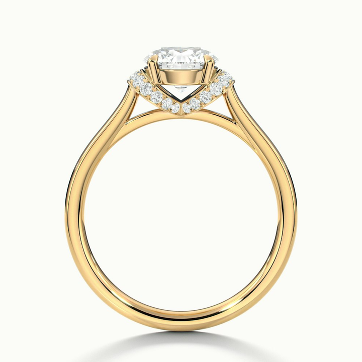 Lux 3 Carat Round Solitaire Garland Pave Lab Grown Engagement Ring in 10k Yellow Gold