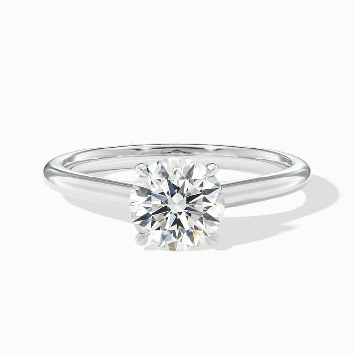 Nia 3 Carat Round Cut Solitaire Moissanite Engagement Ring in 10k White Gold