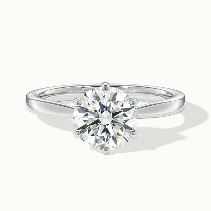 Amy 2.5 Carat Round Solitaire Lab Grown Diamond Ring in 10k White Gold