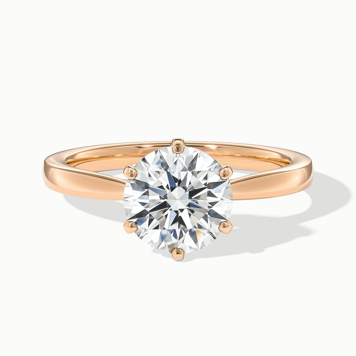 Amy 2 Carat Round Solitaire Lab Grown Diamond Ring in 10k Rose Gold