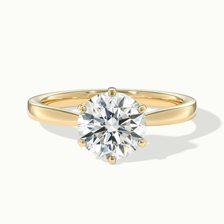 Amy 2 Carat Round Solitaire Lab Grown Diamond Ring in 14k Yellow Gold