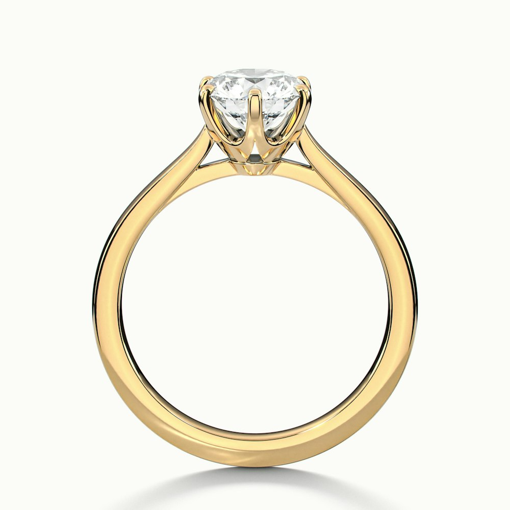 Elle 3 Carat Round Solitaire Moissanite Engagement Ring in 10k Yellow Gold