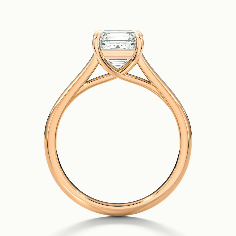 April 3 Carat Asscher Cut Solitaire Lab Grown Diamond Ring in 10k Rose Gold