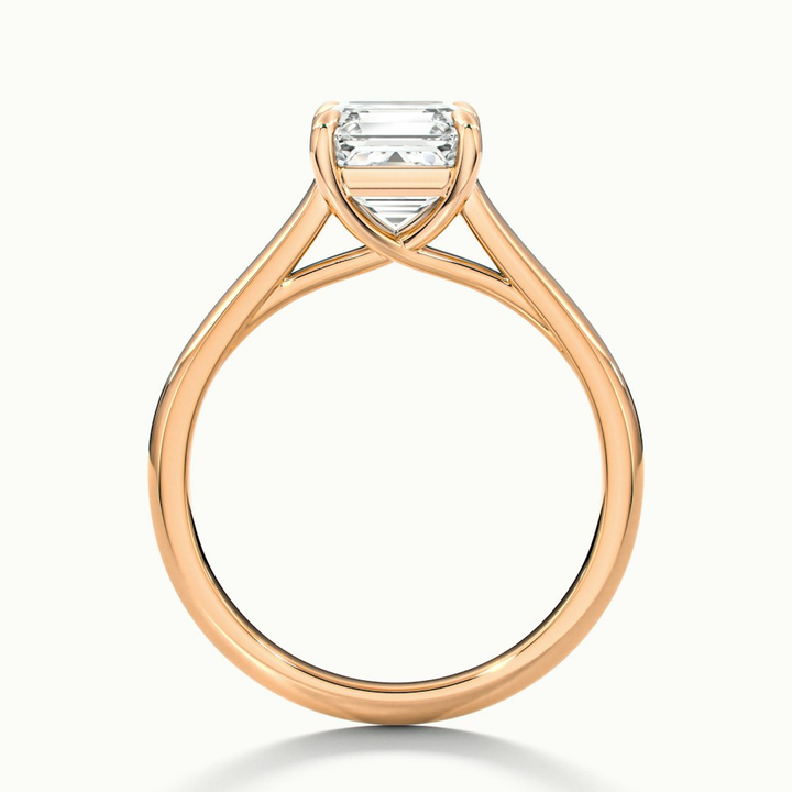 April 3 Carat Asscher Cut Solitaire Lab Grown Diamond Ring in 10k Rose Gold