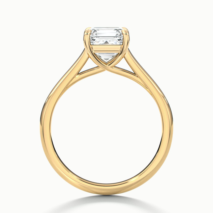 Ada 3 Carat Asscher Cut Solitaire Moissanite Engagement Ring in 10k Yellow Gold