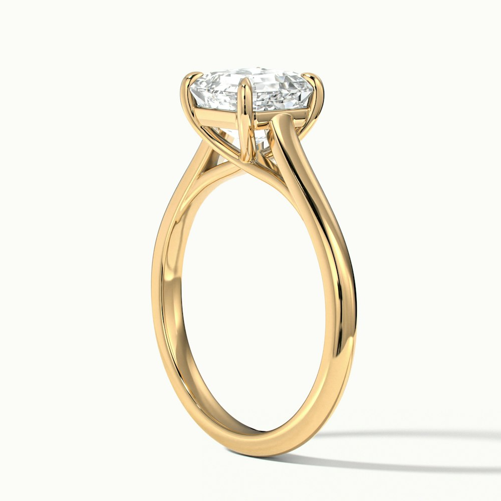 April 3 Carat Asscher Cut Solitaire Lab Grown Diamond Ring in 10k Yellow Gold