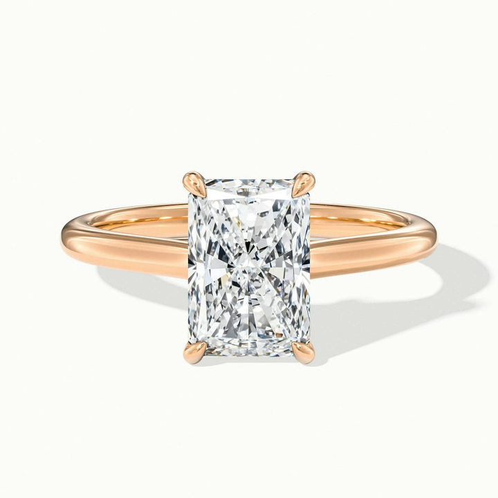 Alia 3 Carat Radiant Cut Solitaire Moissanite Engagement Ring in 18k Rose Gold