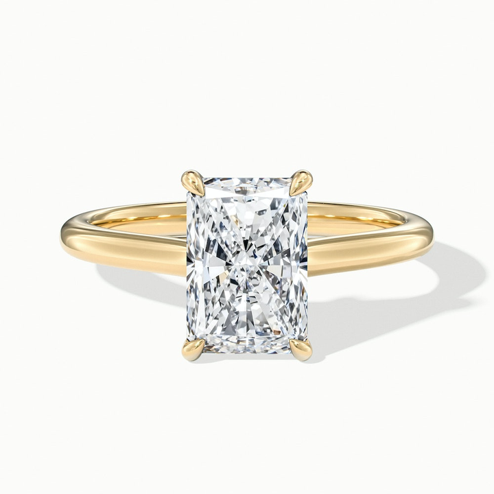 Daisy 4 Carat Radiant Cut Solitaire Lab Grown Diamond Ring in 18k Yellow Gold