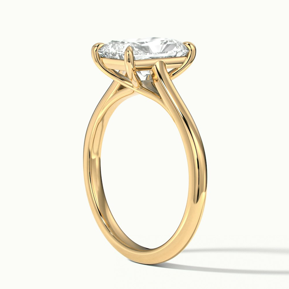 Alia 2 Carat Radiant Cut Solitaire Moissanite Engagement Ring in 18k Yellow Gold