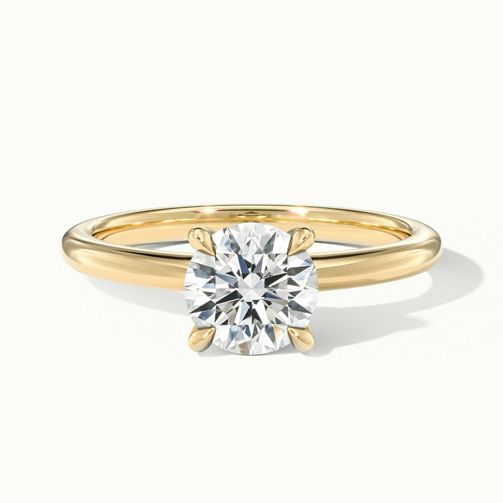 Diana 3 Carat Round Solitaire Lab Grown Diamond Ring in 10k Yellow Gold