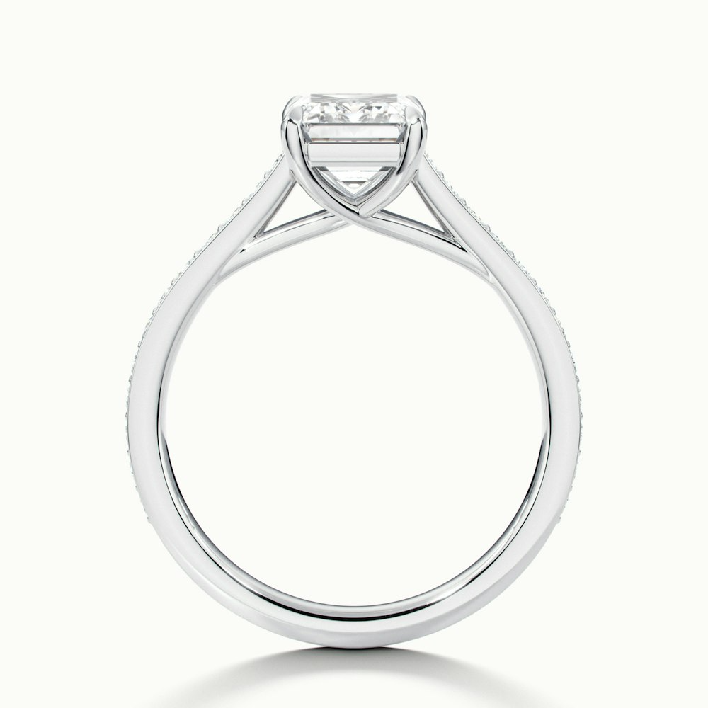 Enni 1 Carat Emerald Cut Solitaire Pave Moissanite Diamond Ring in Platinum