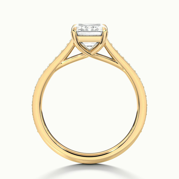 Faye 5 Carat Emerald Cut Solitaire Pave Lab Grown Engagement Ring in 10k Yellow Gold