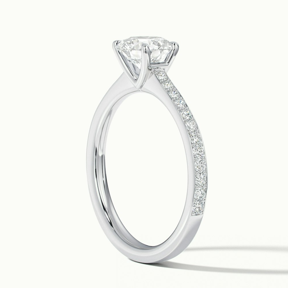 Kate 2 Carat Round Cut Solitaire Pave Lab Grown Engagement Ring in 14k White Gold