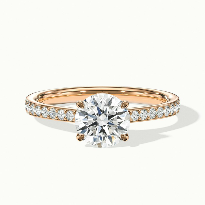 Elma 3 Carat Round Cut Solitaire Pave Moissanite Diamond Ring in 18k Rose Gold