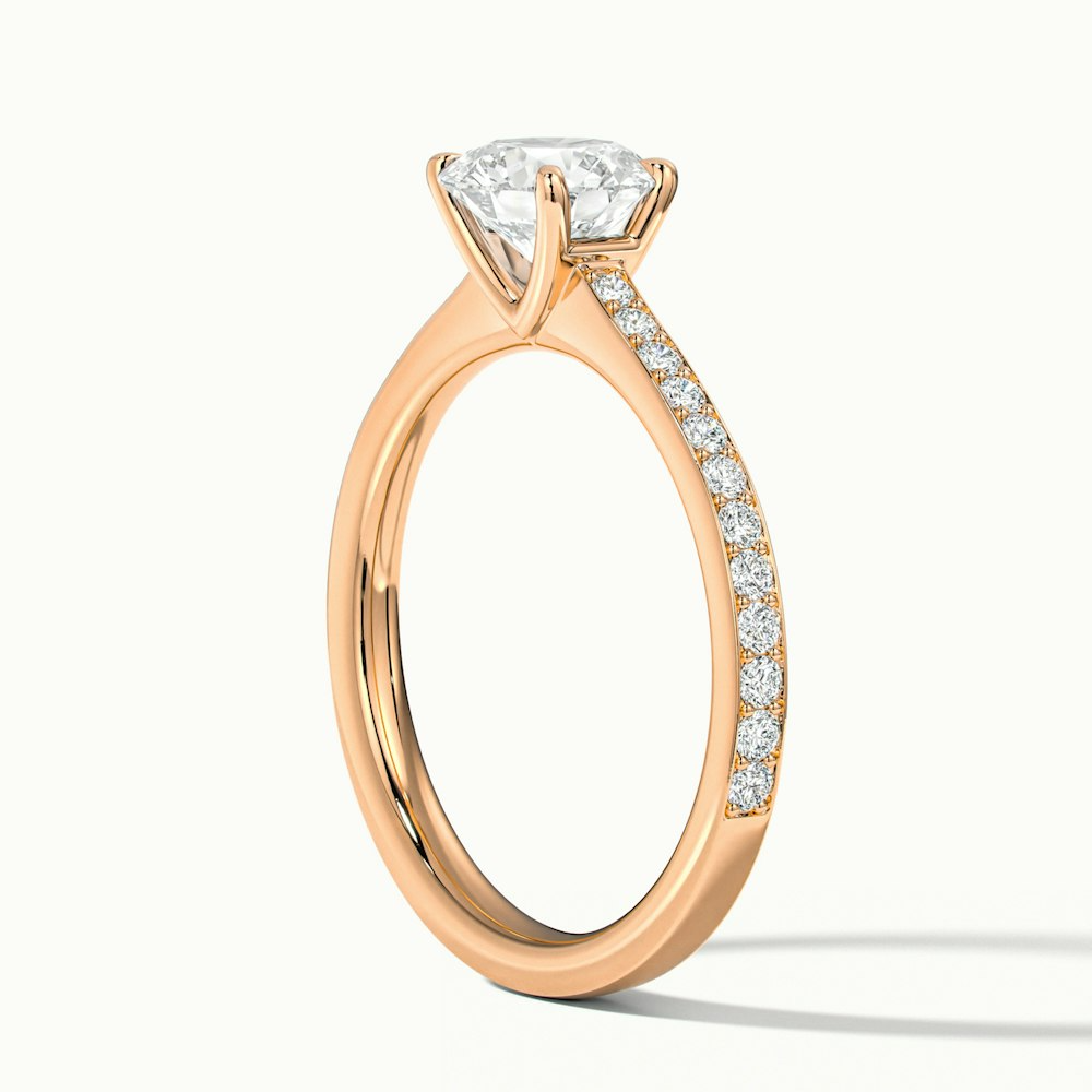 Elma 2 Carat Round Cut Solitaire Pave Moissanite Diamond Ring in 10k Rose Gold