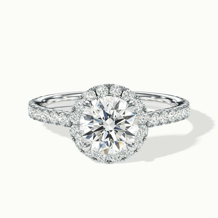 Ava 4 Carat Round Halo Pave Lab Grown Engagement Ring in 10k White Gold