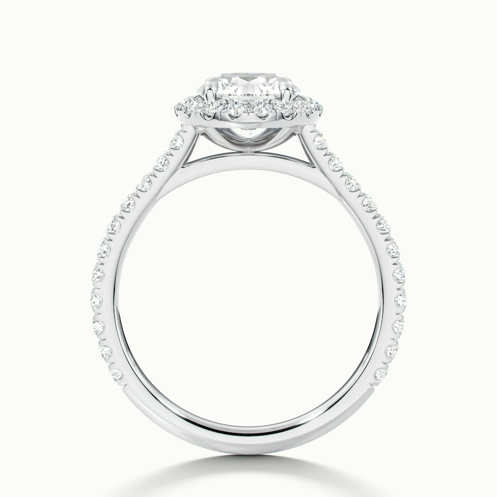 Ava 5 Carat Round Halo Pave Lab Grown Engagement Ring in 18k White Gold