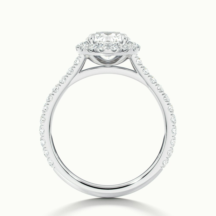Ava 5 Carat Round Halo Pave Lab Grown Engagement Ring in 18k White Gold