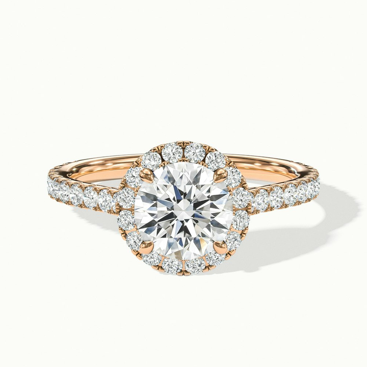 Ava 4 Carat Round Halo Pave Lab Grown Engagement Ring in 14k Rose Gold