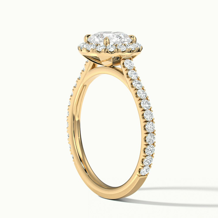Pearl 2 Carat Round Halo Pave Moissanite Diamond Ring in 14k Yellow Gold