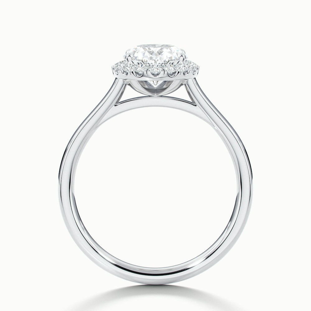Sofia 1 Carat Oval Halo Moissanite Diamond Ring in 14k White Gold