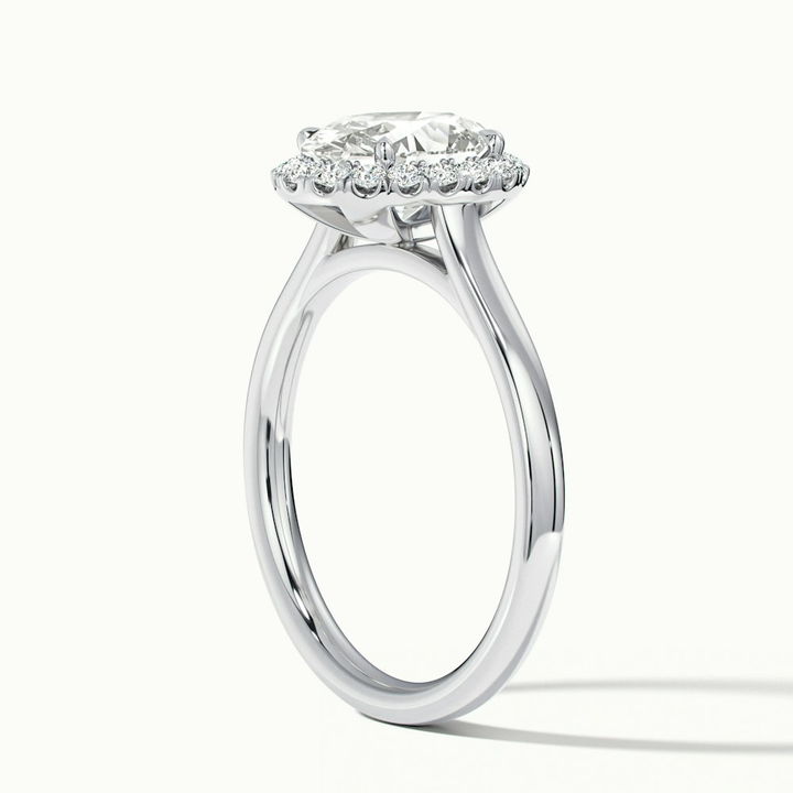 Mira 2 Carat Oval Halo Lab Grown Engagement Ring in 10k White Gold