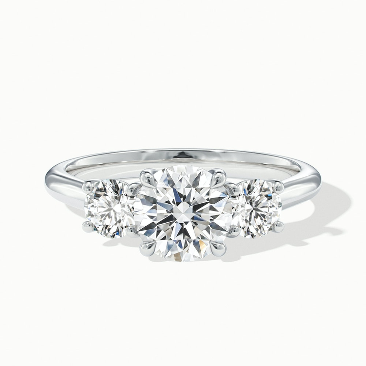 Lyra 4 Carat Round 3 Stone Lab Grown Engagement Ring in 10k White Gold