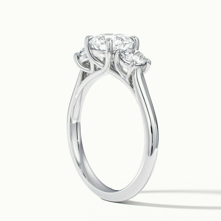 Lyra 4 Carat Round 3 Stone Lab Grown Engagement Ring in 10k White Gold